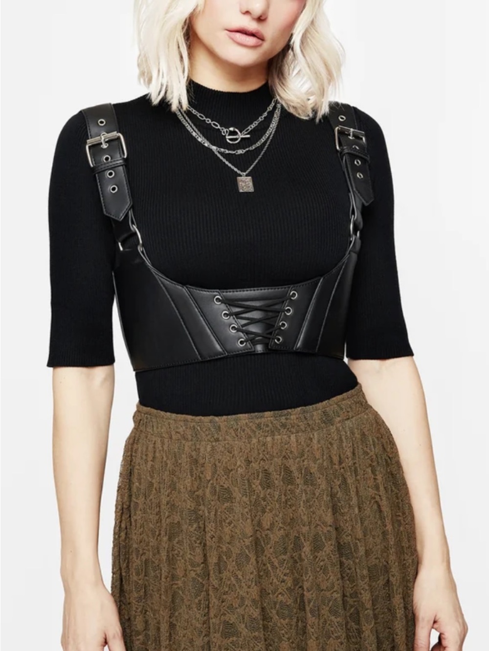 Disturbia Polaire Lace Up Corset Harness
